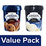 London Dairy Premium Ice Cream - Chocolate Brownie Delight + Vanilla 2 x 500 ml Tub Combo