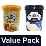 London Dairy Ice Cream - Mango Sorbet + Vanilla 2 x 500 ml Tub Combo