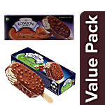 London Dairy Premium Ice Cream Stick - Hazelnut Chocolate + Chocolate Almond 2 x 110 ml Combo