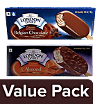 London Dairy Premium Ice Cream Stick - Belgian Chocolate + Chocolate Almond 2  x 100 ml Box Combo