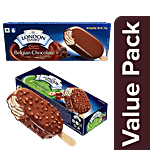 London Dairy Premium Ice Cream Stick - Belgian Chocolate + Hazelnut Chocolate 2  x 100 ml Box Combo