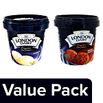 London Dairy Premium Ice Cream - Double Chocolate + Vanilla 2 x 125 ml Cup Combo