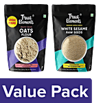 True Elements Raw White Sesame Seeds, 150 g + Oats Flour, 1 kg Combo (2 Items)