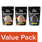 True Elements Raw Watermelon Seeds, 150 g + Raw Sunflower Seeds, 150 g + Raw Chia Seeds, 150 g Combo (3 Items)