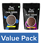 True Elements Raw Chia Seeds, 250 g + Roasted Flax Seeds, 500 g Combo (2 Items)