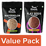 True Elements Raw Watermelon Seeds, 250 g + Roasted Flax Seeds, 125 g Combo (2 Items)