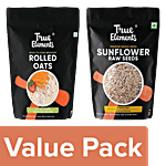 True Elements Rolled Oats, 1 kg + Raw Sunflower Seeds, 150 g Combo (2 Items)