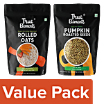 True Elements Rolled Oats, 500 g + Roasted Pumpkin Seeds, 125 g Combo (2 Items)