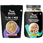 True Elements 7-In-1 Super Seeds & Nut Mix, 250 g + Multigrain Oatmeal, 1 kg Combo (2 Items)