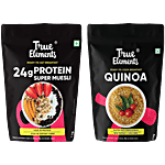 True Elements Quinoa, 1 kg + Super Muesli - With 20 g Protein, 1 kg Combo (2 Items)