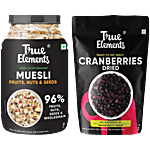 True Elements Dried Cranberries, 125 g + Fruit & Nut Muesli, 1 kg Combo (2 Items)