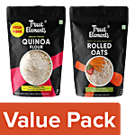 True Elements Rolled Oats, 200 g + Quinoa Flour, 1 kg Combo (2 Items)