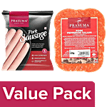 Prasuma Pork Pepperoni Salami, 100 g + Pork Sausage, 250 g Combo 2 Items