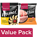 Prasuma Original Chicken Momos, 24 pcs + Chicken Ham, 200 g Combo (2 Items)