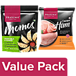 Prasuma Vegetable & Paneer Momos, 24 pcs + Chicken Ham, 200 g Combo (2 Items)
