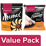 Prasuma Spicy Chicken Momos, 24 pcs + Chicken Sausage, 250 g Combo (2 Items)