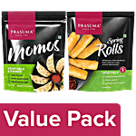 Prasuma Vegetable & Paneer Momos, 24 pcs + Veg Spring Rolls, 6 pcs Combo (2 Items)