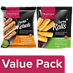 Prasuma Chicken Seekh Kebab 500 g, 6 pcs + Veg Spring Rolls, 6 pcs Combo (2 Items)