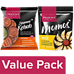 Prasuma Original Chicken Momos 24 pcs + Chicken Shammi Kebab 200 g, 6 pcs Combo (2 Items)