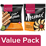 Prasuma Spicy Chicken Momos 24 pcs + Chicken Seekh Kebab 500 g, 6 pcs Combo (2 Items)