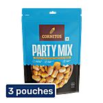 Cornitos Party Mix - Salted Peanuts, Corn Nuts & Coated Green Peas 3x180g (Multipack)