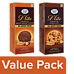 Sugar Free D'Lite Choco Chip Cookies 75 g + D'Lite Mocha Hazelnut Flavour Cookies 75 g Combo (2 Items)