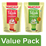 Weikfield Falooda Mix - Kesar Pista Flavour + Strawberry Flavour, 200 g Combo (2 Items)
