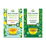 Eco Valley  Dandelion Mint + Classic Green Organic Green Tea, 25 Bags x 1.7 g Each Combo (2 Items)
