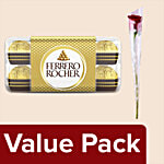 bb Combo Ferrero Rocher Chocolate Gift Pack, 16 pcs + fresho! Rose - Red Flower, 1 pc Combo (2 Items)