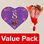 bb Combo Silk Heart Box & Three Stem Red Rose Bouquet Combo 2 Items