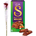 bb Combo Silk Desserts Plum Cake Small & Fresho Rose Red Flower, 1 pc Combo (2 Items)