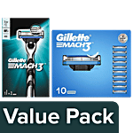 Gillette Mach 3 Manual Razor For Men With 2 N + 10 N Cartridges 2 items