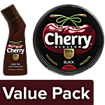 Cherry Blossom Black Wax Shoe Polish, 40 g + Dark Tan Liquid Shoe Polish, 75 ml Combo (2 Items)