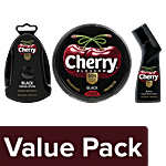 Cherry Blossom Shoe Shiner Sponge, 5 ml + Liquid, 75 ml + Wax Shoe Polishes, 40 g - Black Combo (3 Items)