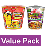 Nissin Ramen Fun Masala Instant Noodles, 45 g + Veggi Manchow Cup Noodles, 2 x 70 g Combo (3 Items)