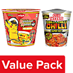 Nissin Ramen Fun Masala Instant Noodles, 45 g + Chilli Cup Noodles, 2 x 70 g Combo (3 Items)