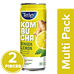 Tetley Kombucha Ginger Lemon Fermented Sparkling Drink 2 x 250 ml (Multipack)