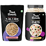 True Elements 7-In-1 Super Seeds & Nut Mix, 125 g + Whole Grain Instant Oats, 900 g Combo (2 Items)