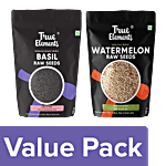 True Elements Raw Basil Seeds, 250 g + Raw Watermelon/Magaj Seeds, 150 g Combo 2 Items