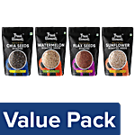 True Elements Roasted Sunflower Seeds + Watermelon Seeds + Chia Seeds + Flax Seeds, Each 125 g Combo 4 Items