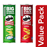 Pringles Original Potato Chips 134 g + Sour Cream & Onion Flavour Potato Chips 134 g Combo (2 Items)