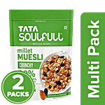 Tata Soulfull Millet Muesli - Crunchy, With Almonds & Raisins, Breakfast Cereal 2 x 500 g (Multipack)