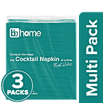bb home 100% Virgin Fibre Mini Cocktail Napkin/Tissue Paper, 1 Ply 3x100 Pulls (Multipack)