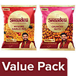 Unibic Swaadesi Mysore Garlic Mix + Swaadesi Crunchy Nuts, 200 g Each Combo (2 items)