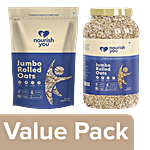 Nourish you Jumbo Rolled Oats 500 g + 1.2 kg Combo 2 items