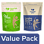 Nourish you White Quinoa Gluten Free + Jumbo Rolled Oats 500 g each Combo 2 items