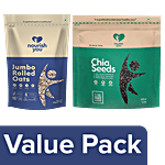 Nourish you Black Chia Seeds 150 g + Jumbo Rolled Oats 500 g Combo 2 items