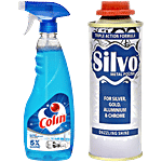 bb Combo Glass & Surface Cleaner Spray Regular + Precious Metal Polish Cleaning Liquid Combo 2 items