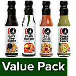Ching's Secret Sauce-Green Chilli,190 g+Red Chilli,200g+Dark Soy210g+ White Chilli Vinegar170ml Combo (4 Items)