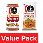 Ching's Secret Whole Wheat Noodles 280g+Schezwan Chutney 250g Combo 2 items